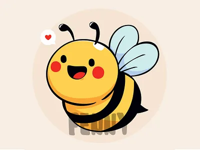 Cheerful Cartoon Bee with Round Body animal ant bee bug bumblebee cartoon character face fly flying hive honey honeybee honeycomb insect mascot nature spring wasp wild