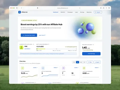 Affiliate program dashboard for a crypto exchange affiliate affiliate marketing crypto crypto exchange crypto trading dashboard data visualization design inspiration dribbble figma fintech marketing product design saas startup uidesign uxdesign uxui web3 webdesign