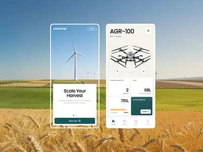 Drone Mapping Mobile App agriculture agrotech app app desgn clean crop design drone iot mapping mobile mobile app ui