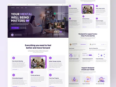 Mental Health Therapy Landing Page Design health landing page mental health uiux web design