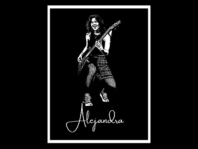 Alejandra Signature T-Shirt Stencil alejandra villarreal bass guitarist art black and white stencil art stencil menace t shirt design