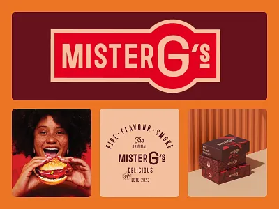 Fast Food Branding & Packaging for Mister G’s BBQ 3d brand identity branding burger burger logo fastfood branding food brand identity system food branding food logo food packaging graphic design label logo logo concept packaging packaging design restaurant restaurant branding restaurant logo