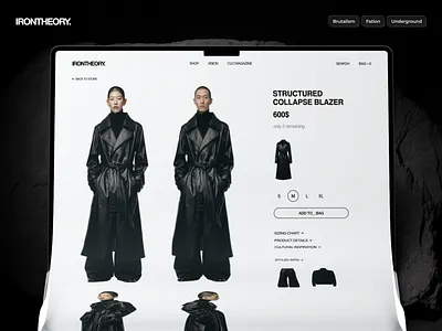 Ecommerce Product Page Design – IRON THEORY b2b ecommerce best product page design brutalism design clothing website ecommerce ecommerce landing page ecommerce product page ecommerce ui ecommerce web design ecommerce website design fashion website modern ui modern website neo brutalism phenomenon studio product page streetwear designs ux ui design web design website landing page