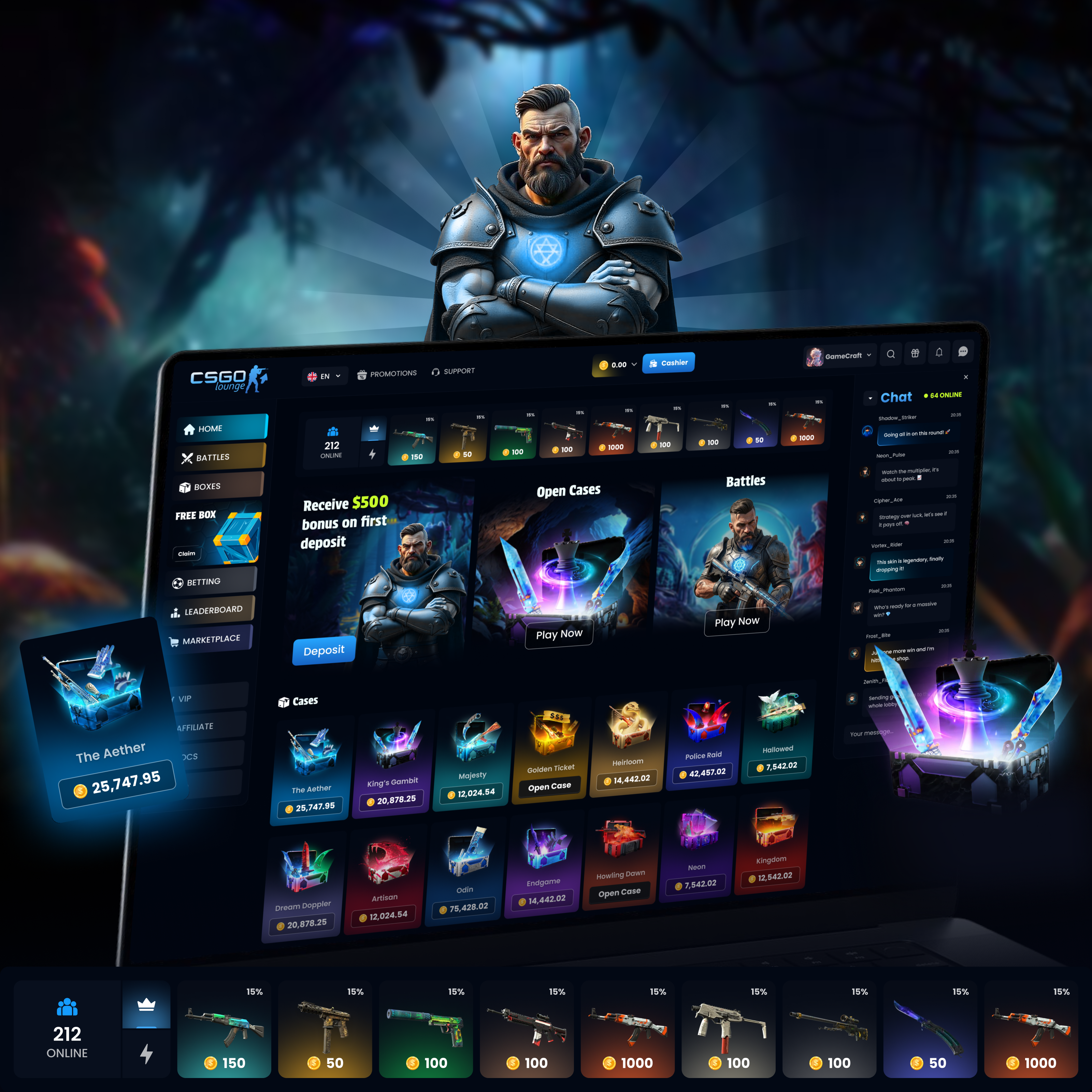 CSGO Lounge — Premium iGaming & Loot Box UI Design betting casino casino interface casino template casino ui csgo csgo bet csgo case design gambling gambling case igaming live casino online casino open case open case ui rust skin skins betting skins gambling