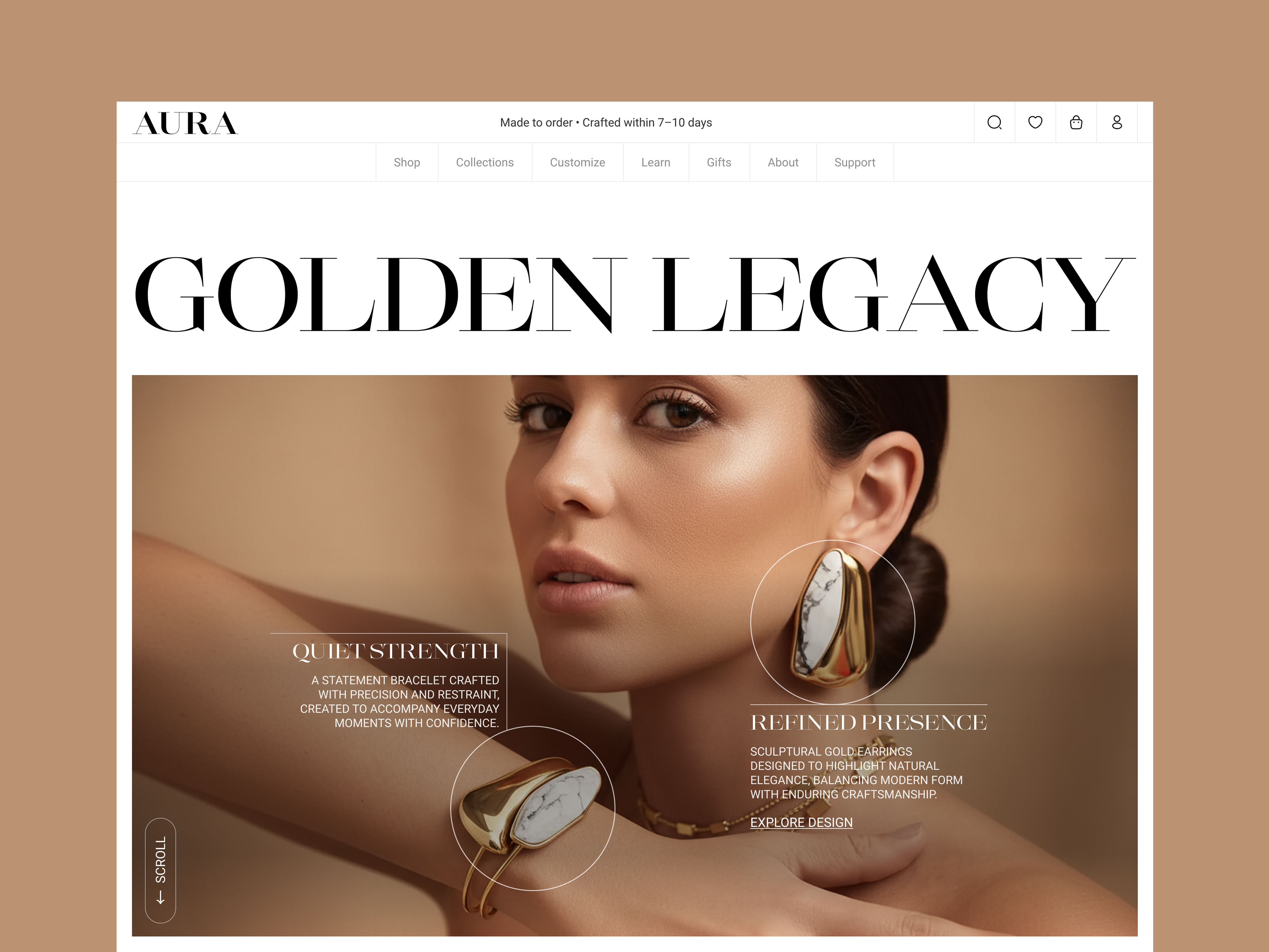 Premium Jewelry E-Commerce Website UI bold typography clean ui ecommerce ux gold jewelry hero section home page jewelry website luxury retail luxury ul minimalist modern ui premium premium design shopify shopify store shopify website