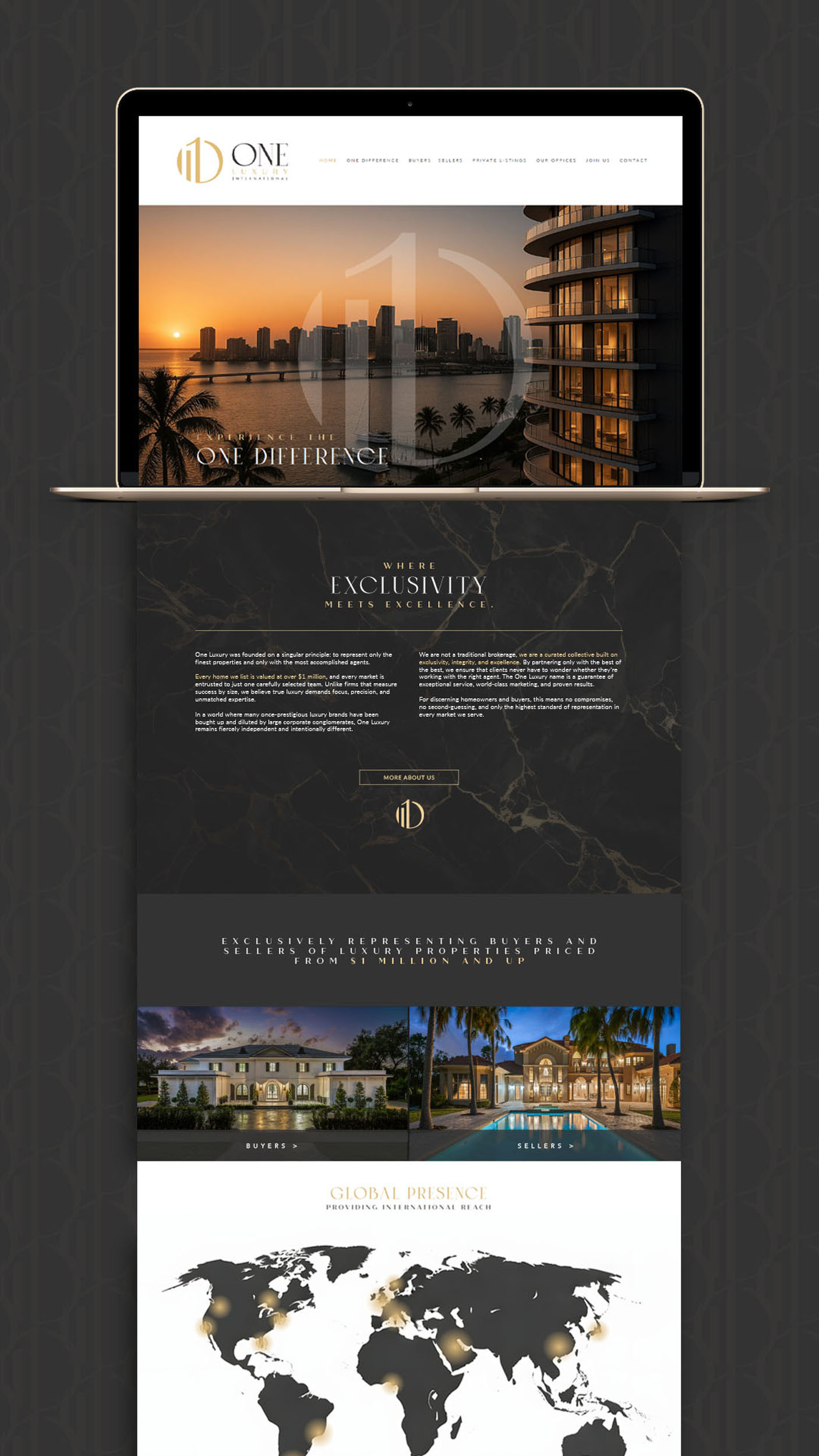 One Luxury Real Estate – Website Design high end luxury premium real estate ui ux web design web development website website design