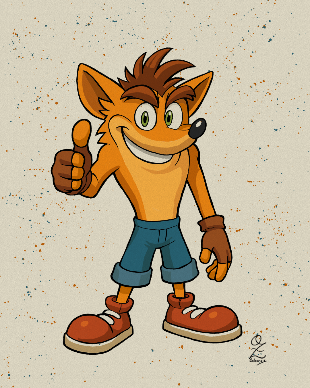 Crash Bandicoot Drawing Color Art by Oz Galeano art arte cartoon color crash bandicoot design dibujo digitalart drawing fanart illustration ozgaleano painting videogame