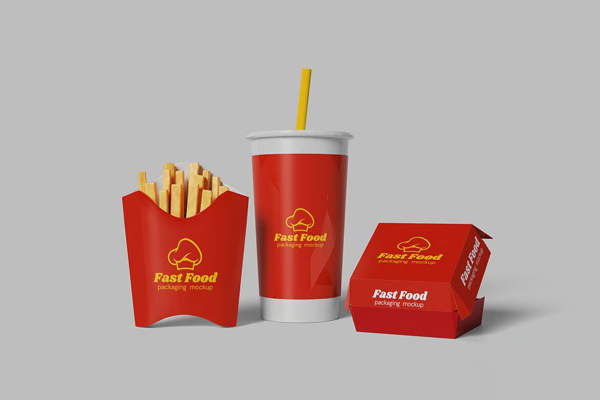 Fast Food Packaging Mockup – High Quality PSD Set assets fast food mockup freedesignkit graphic design mockup