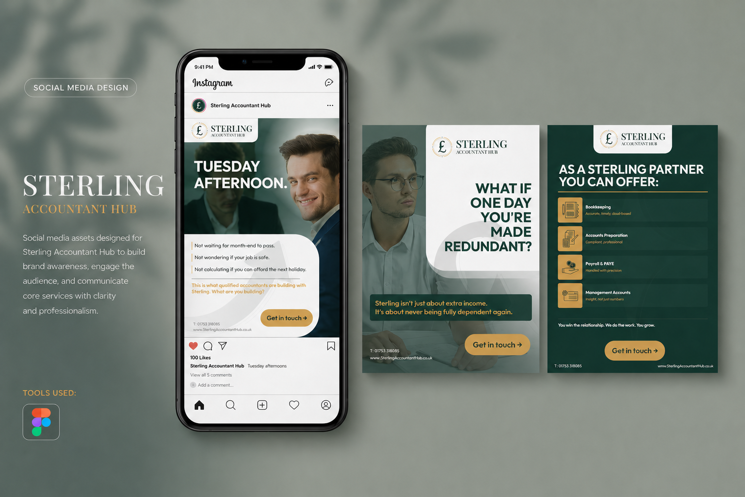 Sterling Account Hub Social Media Assets brand identity design branding figma fintech graphic design social media social media posts