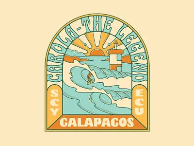 Carola • Galapagos Island Wave Design badge design beach art california design galapagos island design sunshine surf surf badge surf t shirt design surfer surfing design tropical