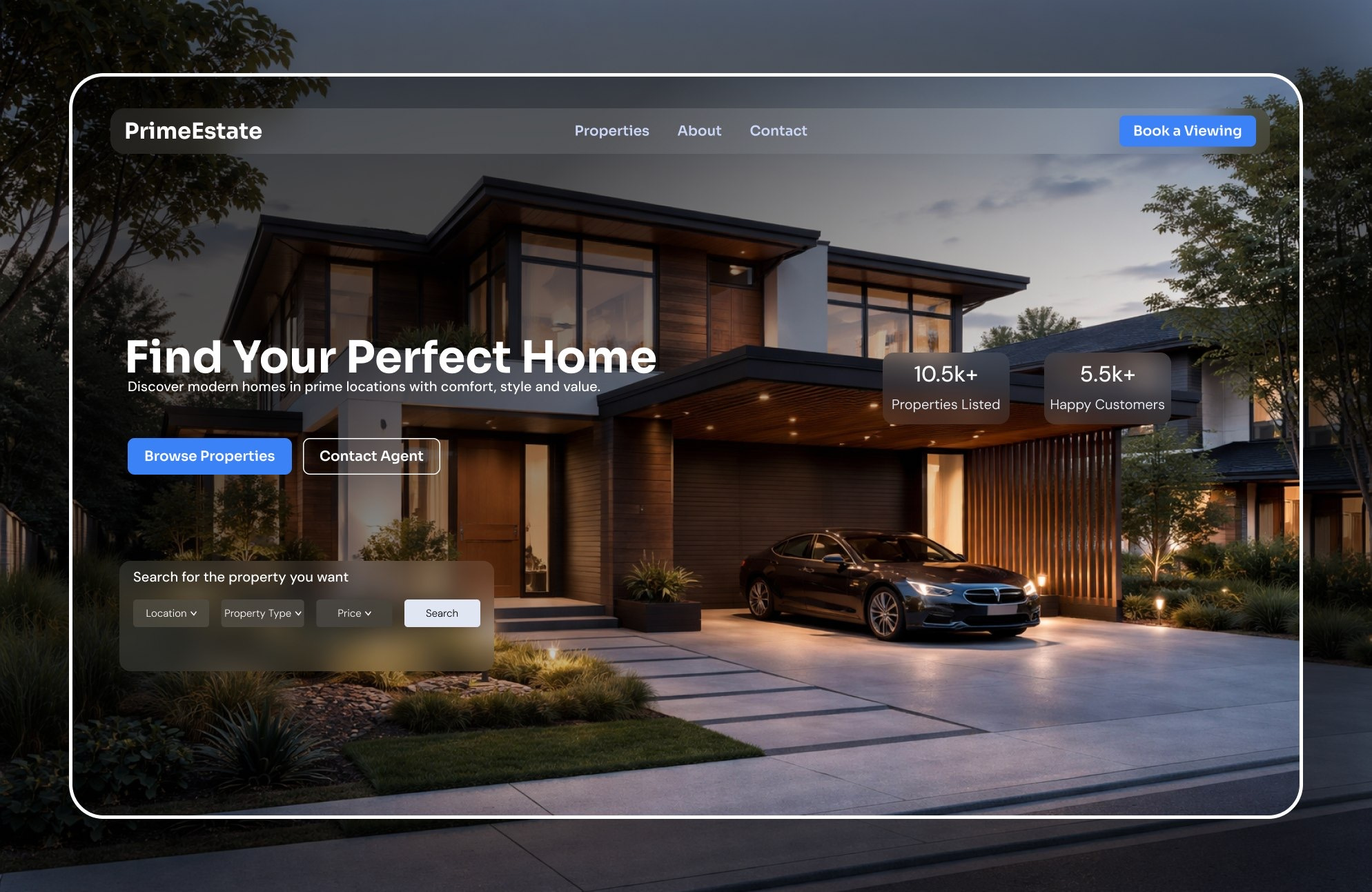 PrimeEstate – Real Estate Landing Page real estate real estate website web design website