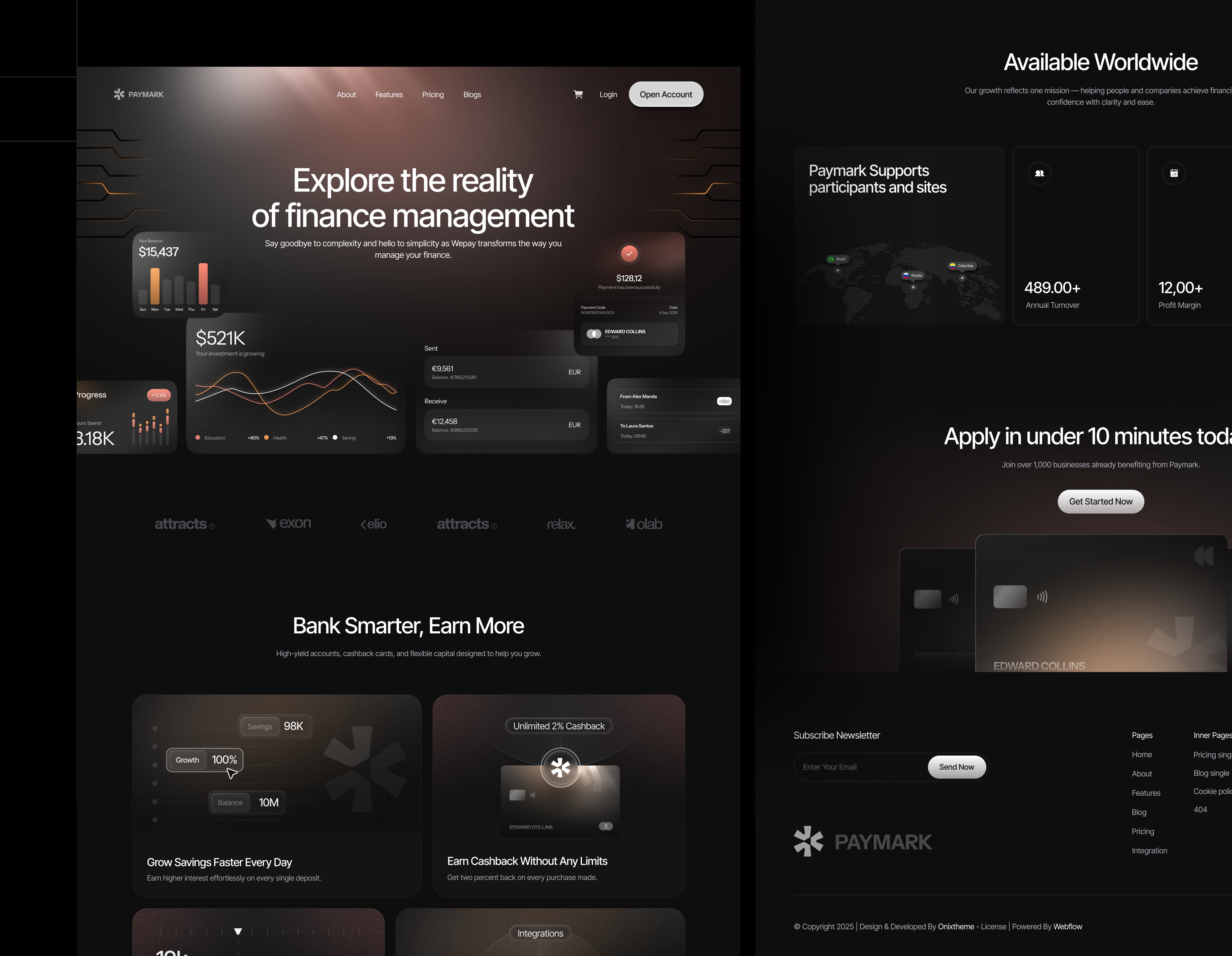 Paymark - Fintech SAAS Website fintech saas website fintech website landing page payment gateway payment website saas landing page saas website ui web design website design