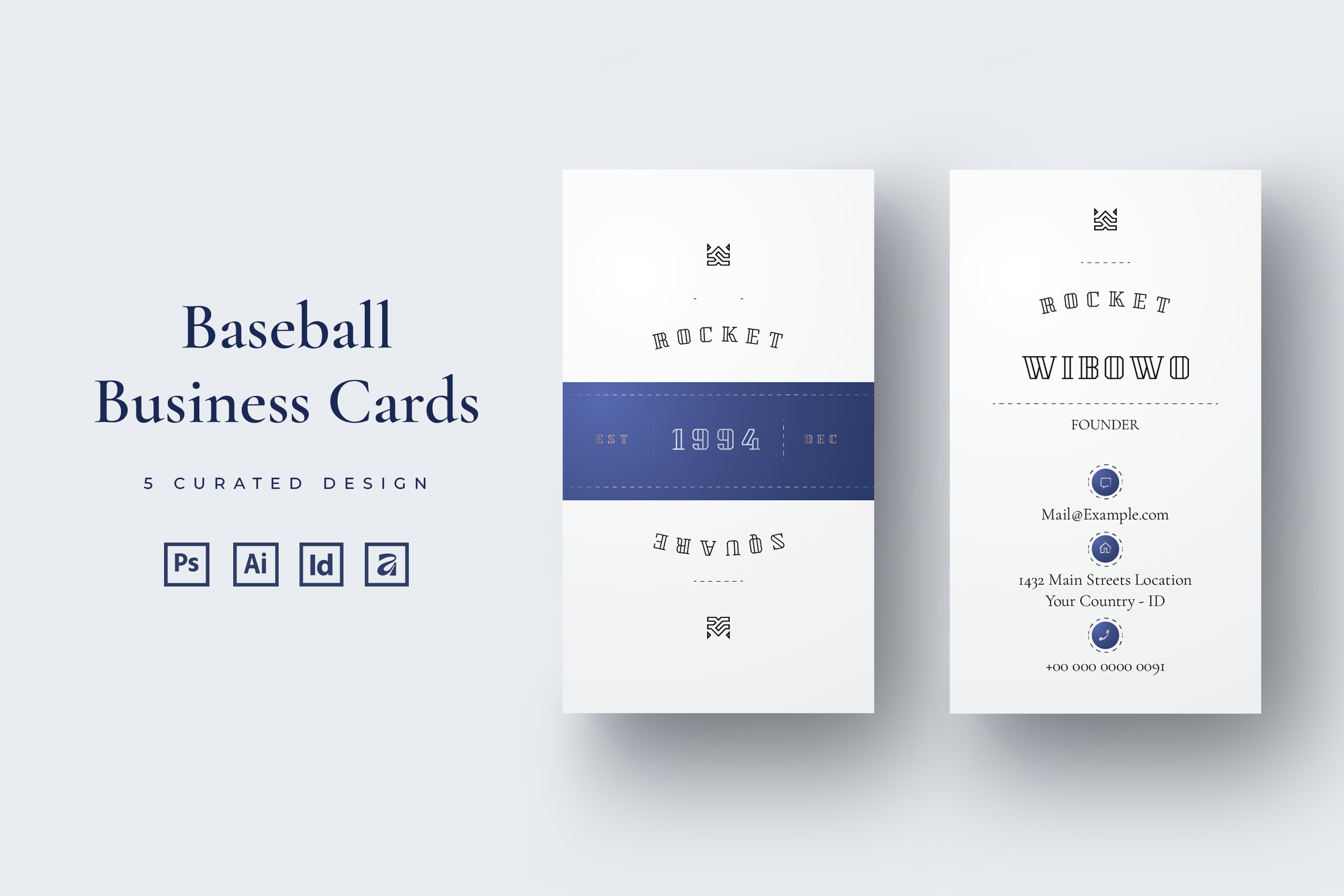 Baseball Style - Business cards Template affinity designer business cards affinity designer template business cards business cards with qr code indesign business card indesign template photoshop business cards photoshop template psd business card psd template qr code vertical business cards white blue