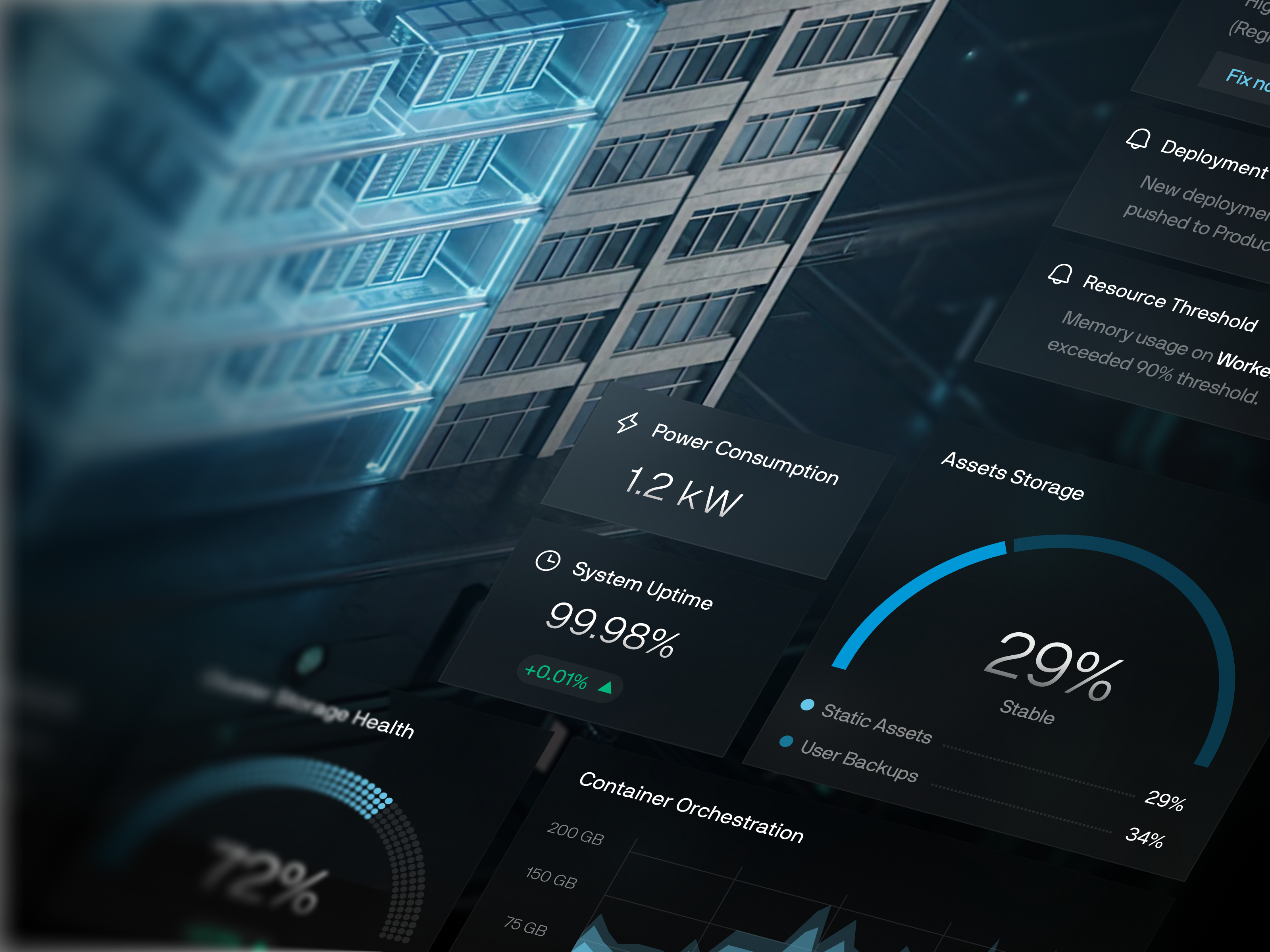 Orion - DevOps Monitoring Dashboard cloudcomputing darkui dashboarddesign datavisualization developerdashboard devops futuristicui interface modernui monitoring productdesign saas saasdashboard servermonitoring servers techproduct uidesign uxdesign uxui webdesign