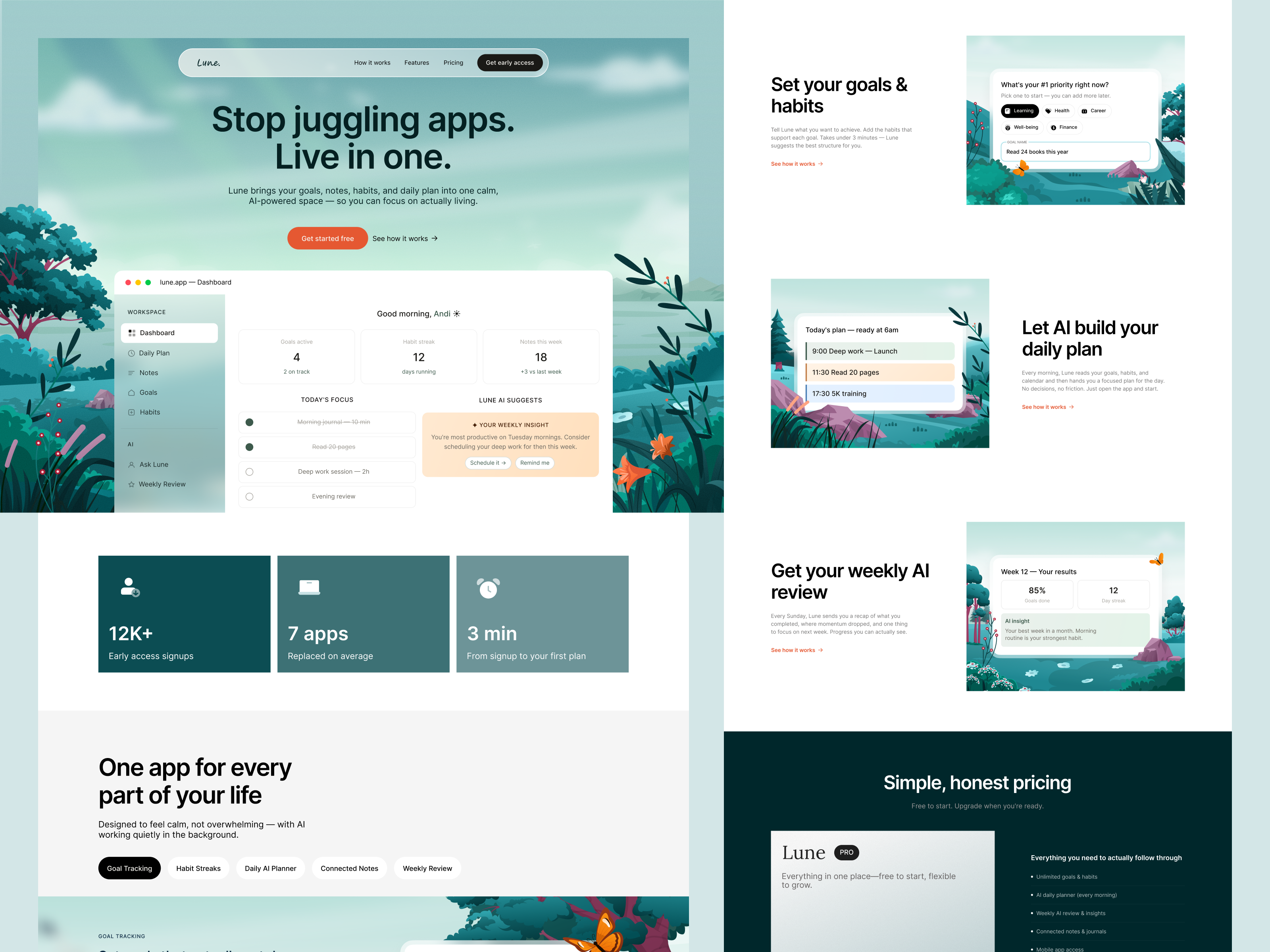 Lune - All In Personal Dashboard Landing Page 🖥