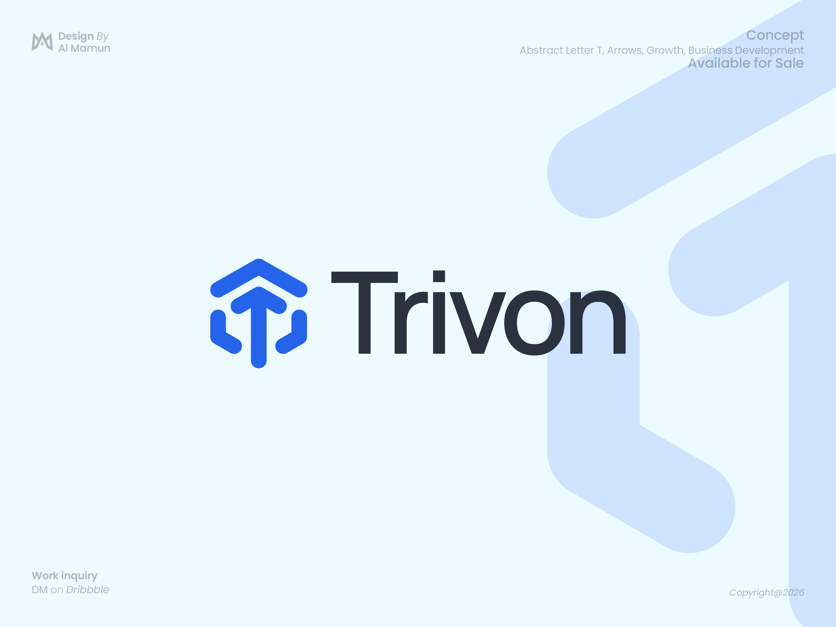 Trivon Modern T Arrow Logo Design | Growth & Marketing Logo abstract logo arrow logo brand identity business logo corporate logo creative logo geometric logo growth logo letter t logo logo design marketing logo minimalist logo modern logo professional logo startup branding tech logo