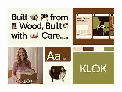 Klok: Sustainable Furniture Branding bento brand book brand guidelines brand identity branding chair furniture icon design identity design logo design minimalist motion graphics social media visual identity