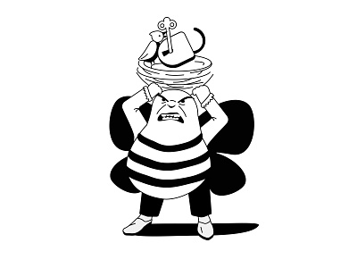 Angry bee angry bee bird black and white character characterdesign illustration logo match vector