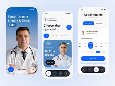 Doctor Appointment App UI – Smart Healthcare appointment booking booking app doctor app doctor appointment app dribbble figma healthcare app ios medical medical app medical ui mobile app product design ui design uiux ux design