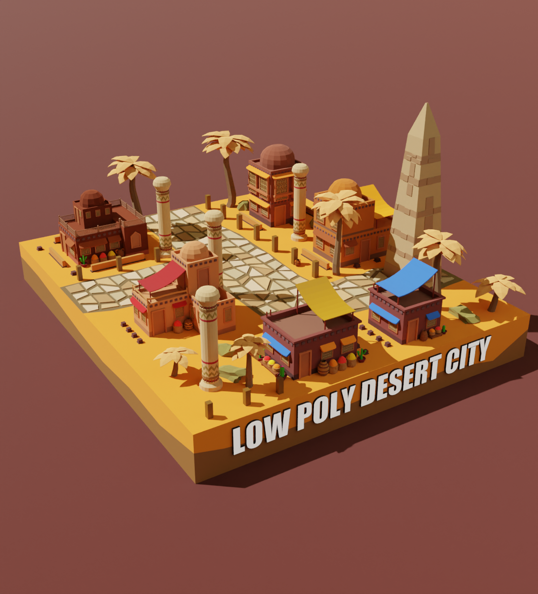 Low Poly Desert City 3d 3d art 3d low poly animation game art game assets pack game ready graphic design low poly low poly asset motion graphics unity asset unity3d