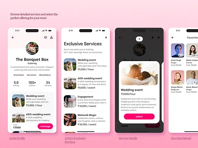 KIKI – Event Booking Mobile App | Service Listing & Selection appdesign application bottomsheet carddesign cleanui discovery eventbooking interactiondesign listingui minimal mobileui popup productdesign serviceselection ui uidesign ux uxdesign webapp webdesign