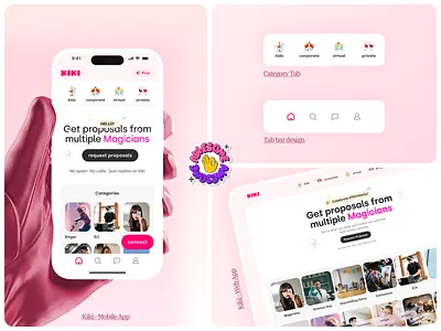 KIKI – Event Booking Mobile App | Home & Category Navigation appdesign application categorydesign cleanui discovery eventbooking homescreen interactiondesign marketplaceui minimal mobileui navigation productdesign ui uidesign userjourney ux uxdesign webapp webdesign