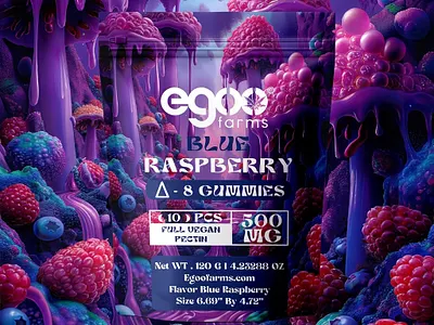 Blue Raspberry Gummies packaging blue raspberry gummies branding design graphic design gummies mylar bag gummies packaging gummies pouch packaging gummy illustration label design packaging design pouch design pouch label product label design raspberry packaging