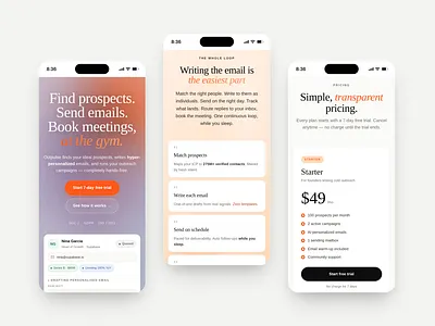 Outpulse – Landing Page ai automation coded website emails landing page mobile outpulse real website sales ui ux website