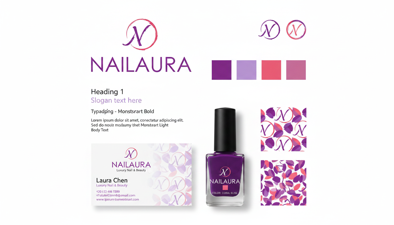 NAILAURA — Luxury Nail Brand Identity | Logo & Packaging Design beauty brand brand board brand design brand identity branding business card color palette cosmetic branding feminine branding logo concept logo design logo designer luxury branding monogram logo nail art nail salon packaging design salon branding typography visual identity