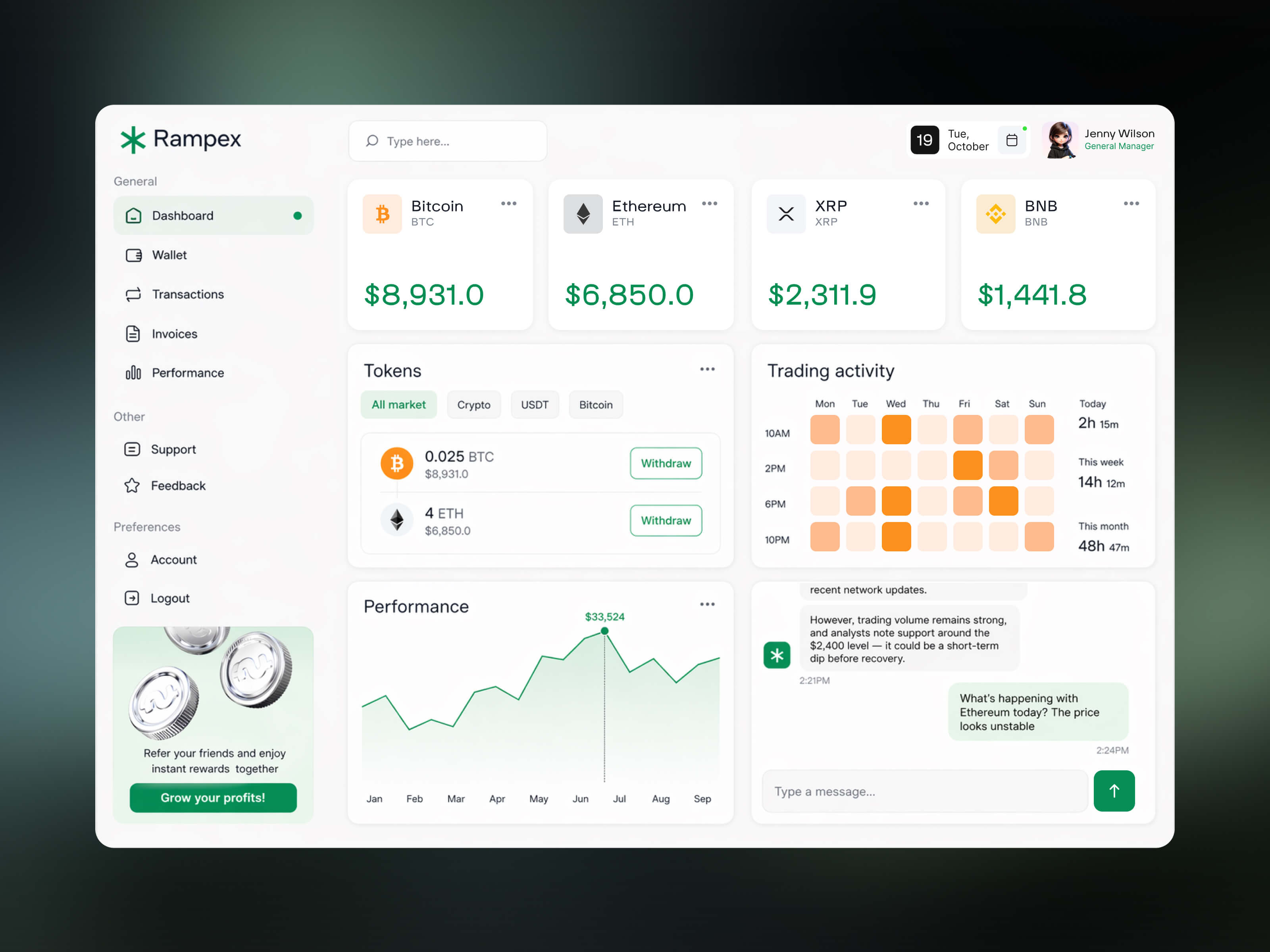Fintech | Crypto Dashboard | Crypto Trading | WebDesign | UIUX blockchain crypto dashboard crypto design crypto tools crypto trading cryptocurrency dashboard design defi finance financial fintech design modern design product design responsive design trading dashboard ui ux web web design web interface design web page design