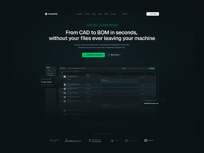 NodeBOM - Hero Section & Logo Redesign for B2B SaaS