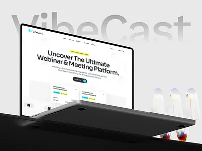 VibeCast – Webinar & Meeting Platform Landing Page 🎥🎙️ branding community platform dashboarddesign design digital event event landing page framer development illustration meeting software online conference productdesign responsive design saas event uiux userexperience ux design virtual event webapp webflow development webinar platform ui