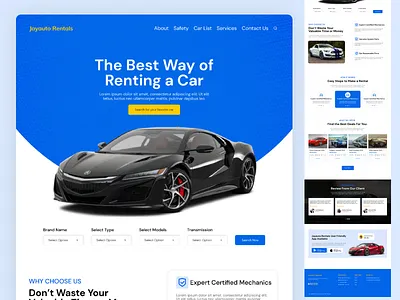 Car Rental Landing Page UI Design auto automobile branding car car landing page car rental design figma illustration landing page logo product design ui uiux ux vector
