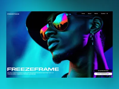 Freezeframe Web Ui Landing Shot ai branding design digital art fashion graphic design illustration neon photography ui ui design ux ux design vibrant color web design