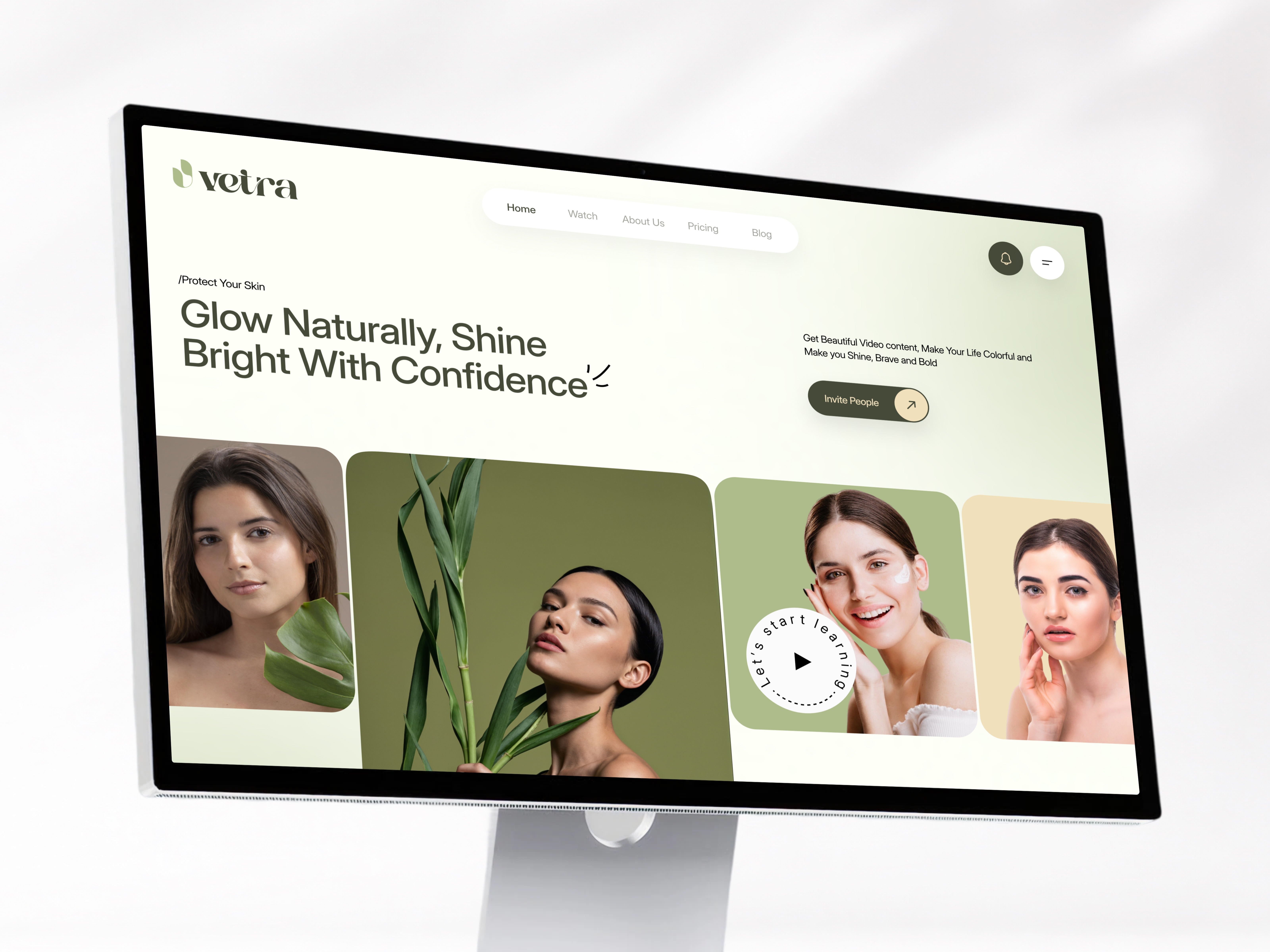 VETRA — Skincare Landing Page web Design beauty landing page beauty website clean ui cosmetics website e commerce design figma homepage design landing page luxury web design minimal web product design skincare ui skincare website ui design uiux web design website design