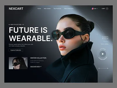 Luxury Fashion eCommerce Hero UI clothing brand dark ui ecommerce design ecommerce ui fashion ui fashion website futuristic design hero section landing page luxury design minimal ui modern website premium design product design shopify design streetwear design ui design ux design wearable tech web design inspiration