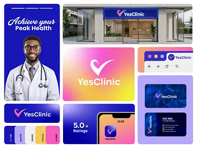 Modern Medical Branding - YesClinic Identity branding clinic dribbble graphic design healthcare healthtech identity logo logodesign medicalbranding minimalistlogo modernlogo stationery typography vibrant visualidentity