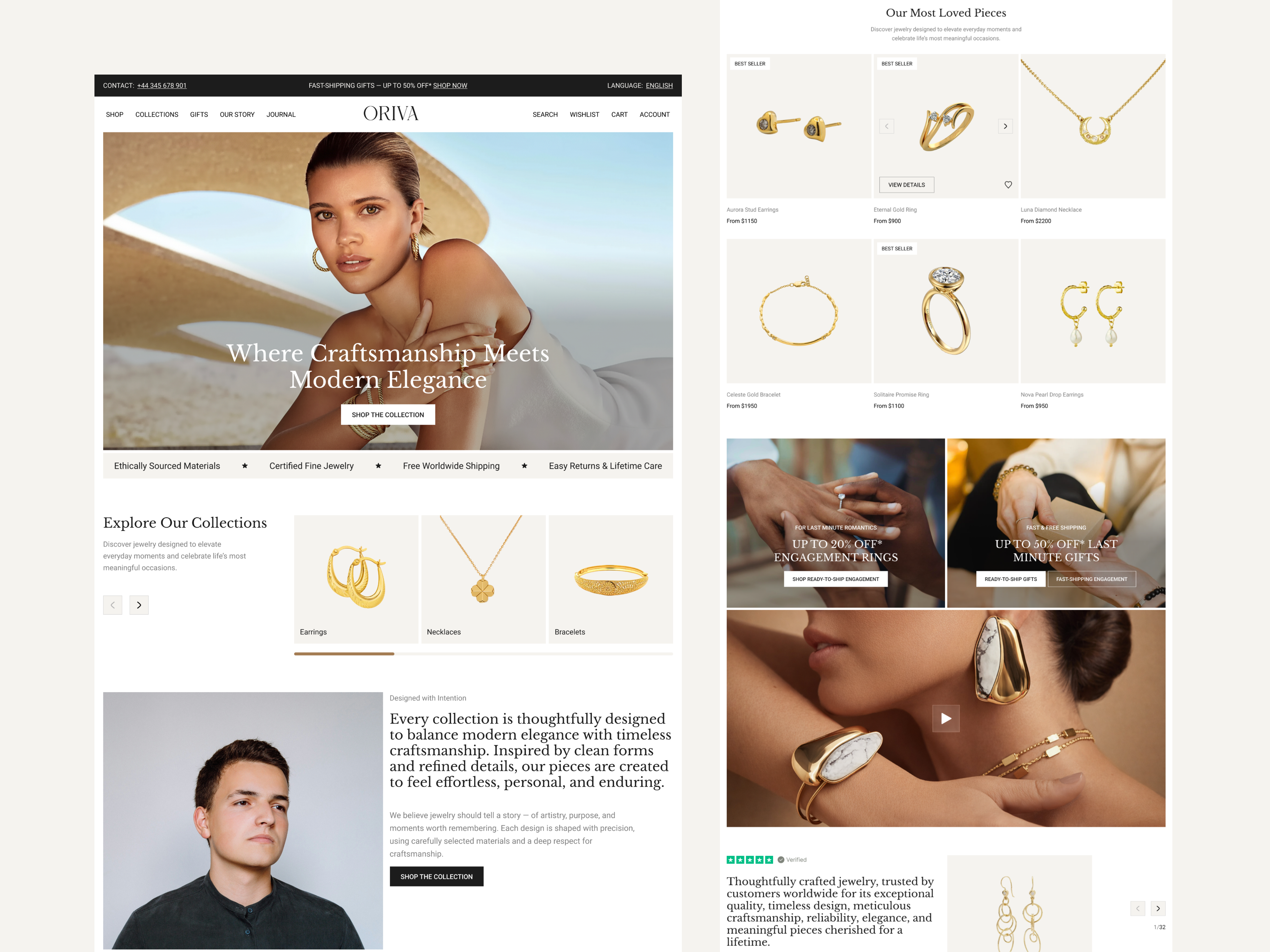Minimalist Jewelry Website Design. awwwards branding clean earrings ecommerce fashion gold jewelry hero section design jewelry jewelry website landingpage luxury luxury brand minimalist modern premium rings shopify shopify store user interface