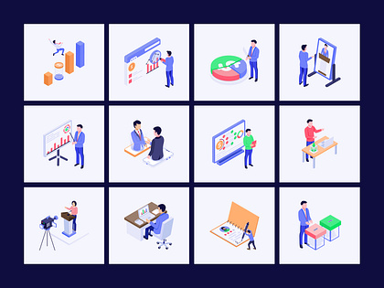 Corporate and Enterprise Isometric Icons