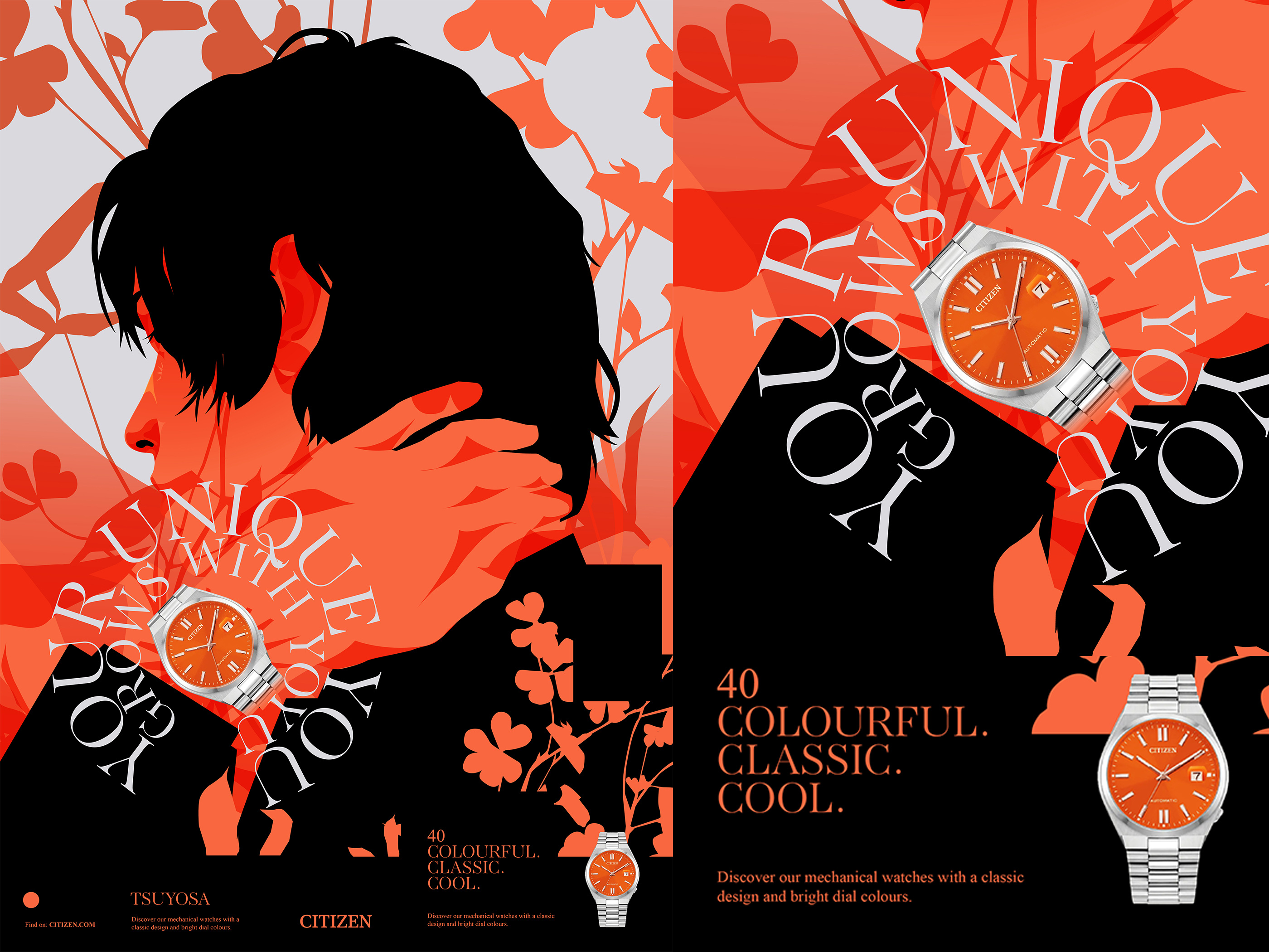 TSUYOSA ad branding commercial composition cover cover illustration design editorial editorial illustration illustration magazine man illustration man portrait outdoor poster vector vector illustration watch watch ad
