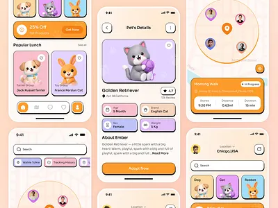 Pet Care App UI – Smart, Friendly & Playful Experience 🐾 ai pet animal care app app design design finance finance app kawaii minimal medical ap minimal mobile app pet app pet care pet shop pet shop app petcare app petstore product design ui ux