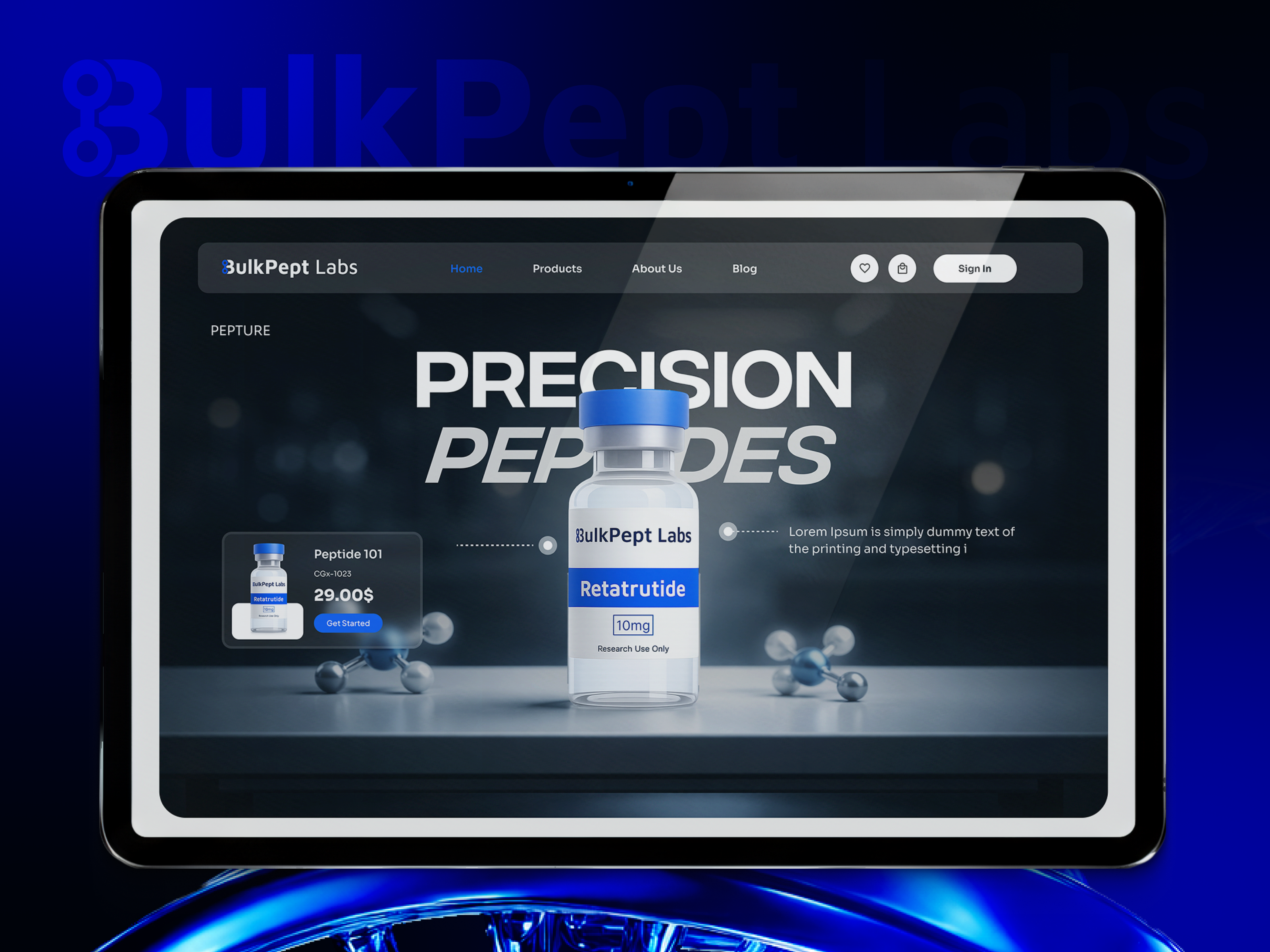 Example of Modern Peptide Store Website Design