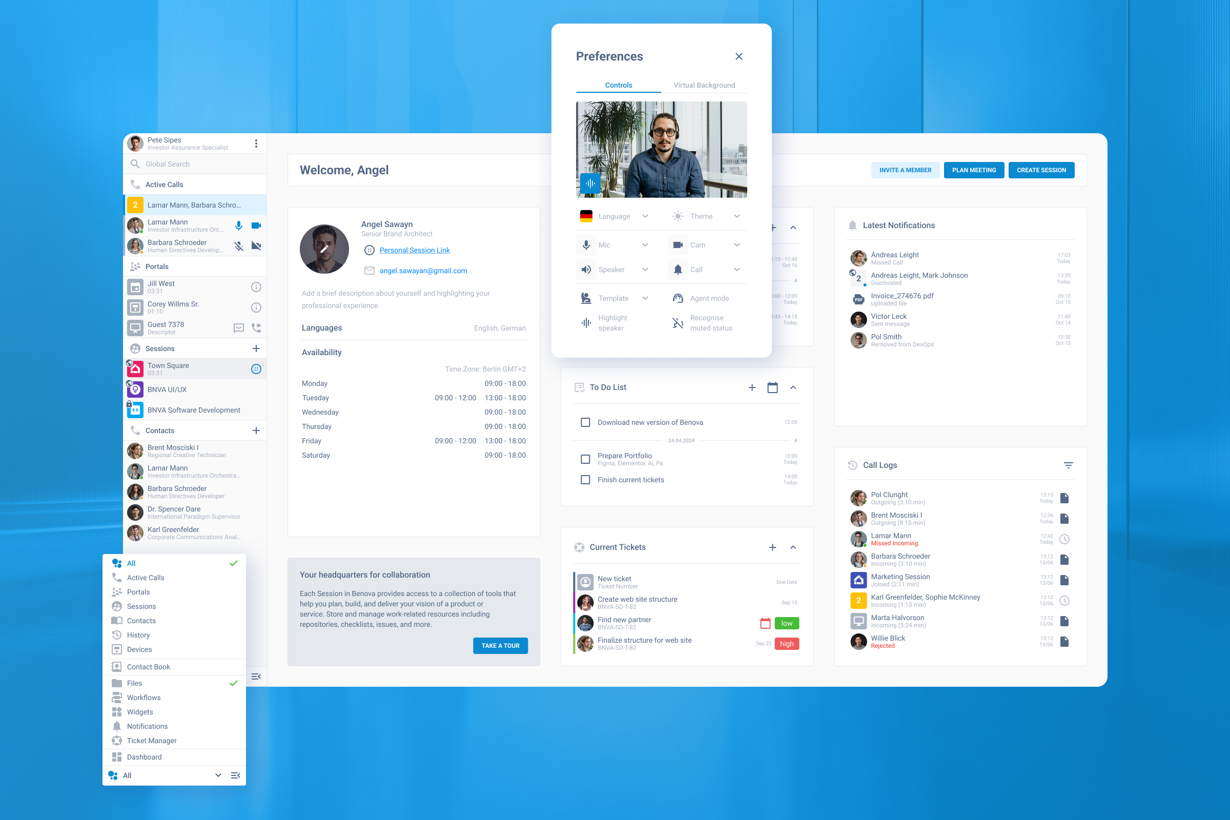 Video communication SaaS platform, Product Design, Benova ai board call chat communication contacts dashboard design document figma interaction design marketing platform product responsive saas ui ux web app