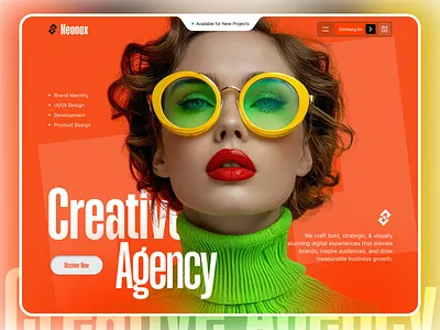 Neonox - Creative Agency Website Design agency website animation braning digital agency ffigma framer landing page marketing motion graphics ui uiux web design webflow website design