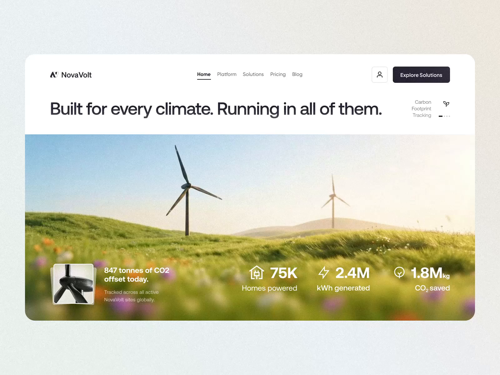 Example of Renewable Energy Platform Landing Page | Clean Tech Web Design