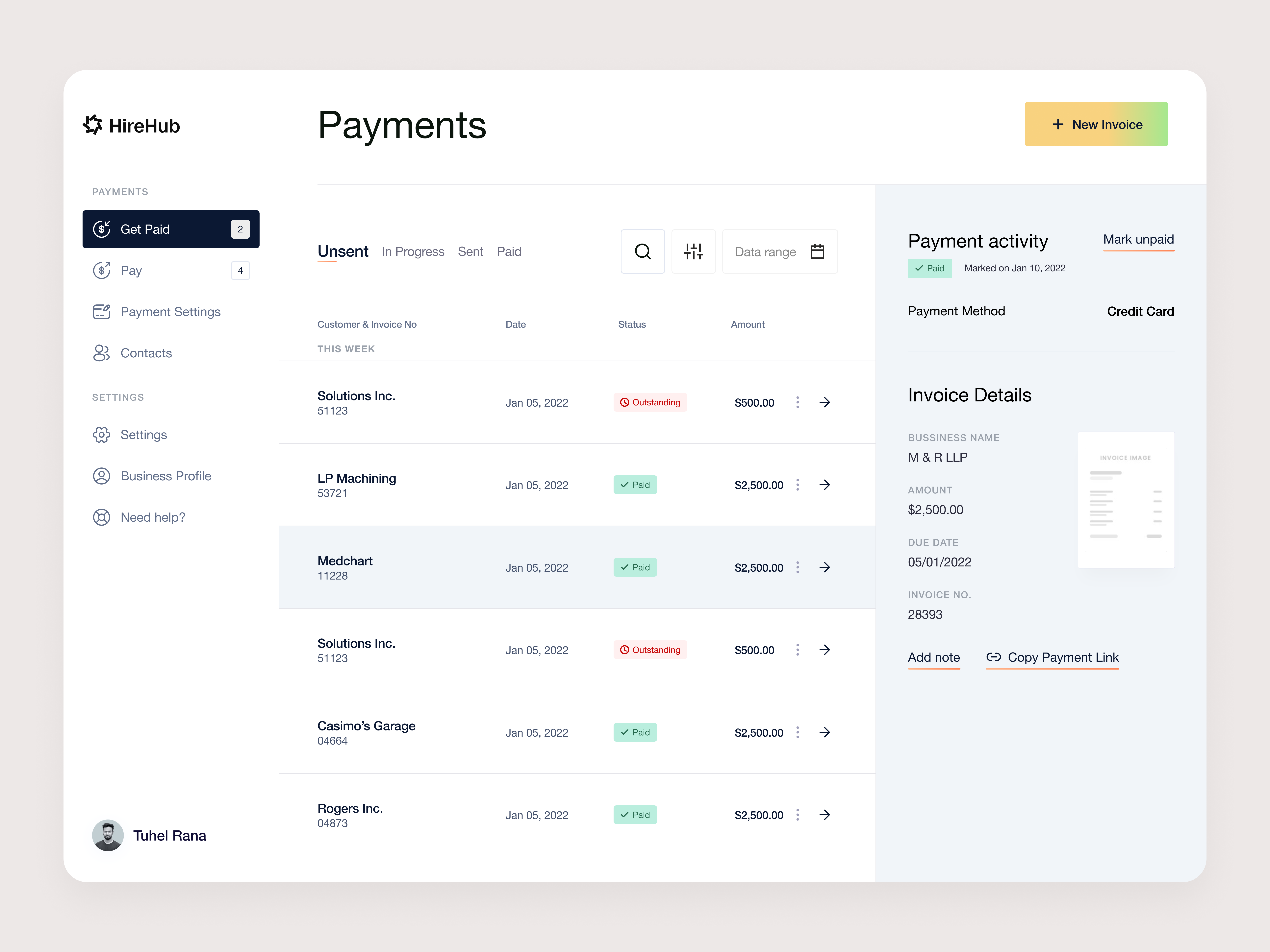 Payment System — Dashboard UI/UX