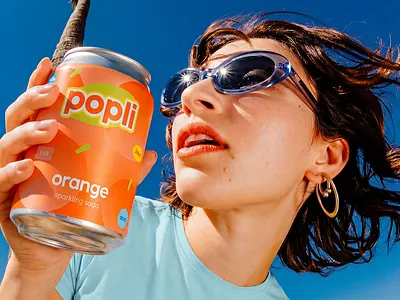 Popli | Sparkling Soda Drink Brand | Packaging & AI ai brand identity branding can design graphic design identity identity system logo logo design popli soda summer visual