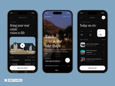 Real Estate App app branding build progress construction app construction dashboard dashboard design figma minimal ui mobile app progress tracking project tracking property management real estate real estate dashboard ui ux