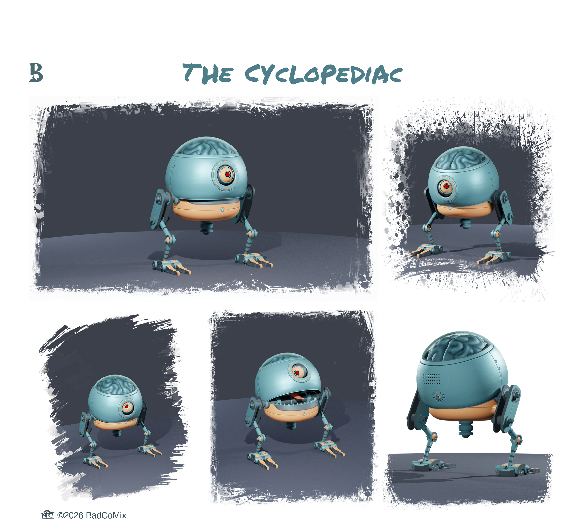 Cyclopediac 3dcartoon 3dcharacter 3dcomicstrip 3dillustration b3d blender3d comic eevee mech robot