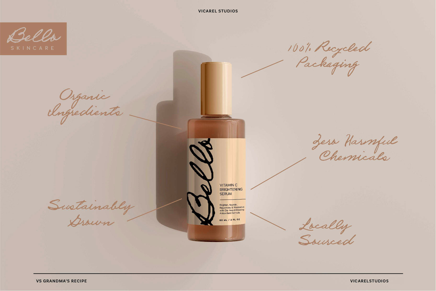 Example of Handwriting font use case on Skincare Label
